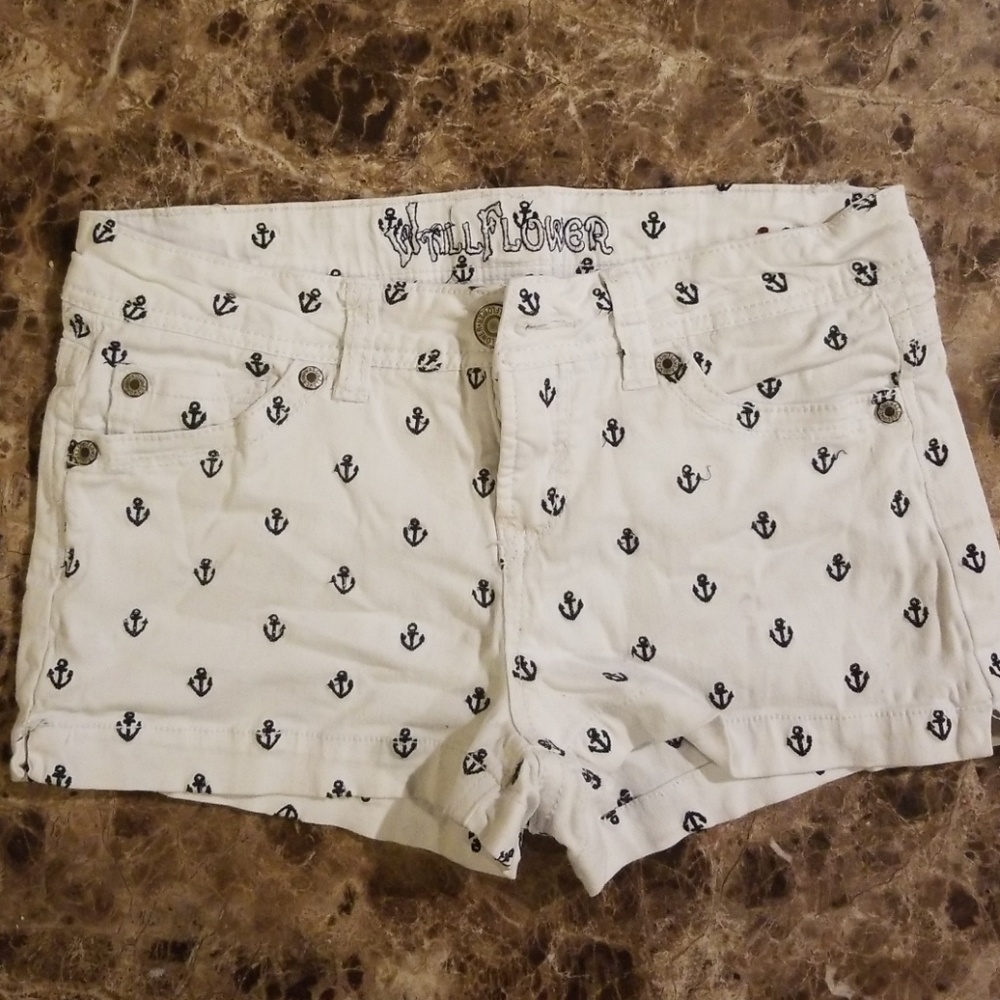White Anchor Shorts